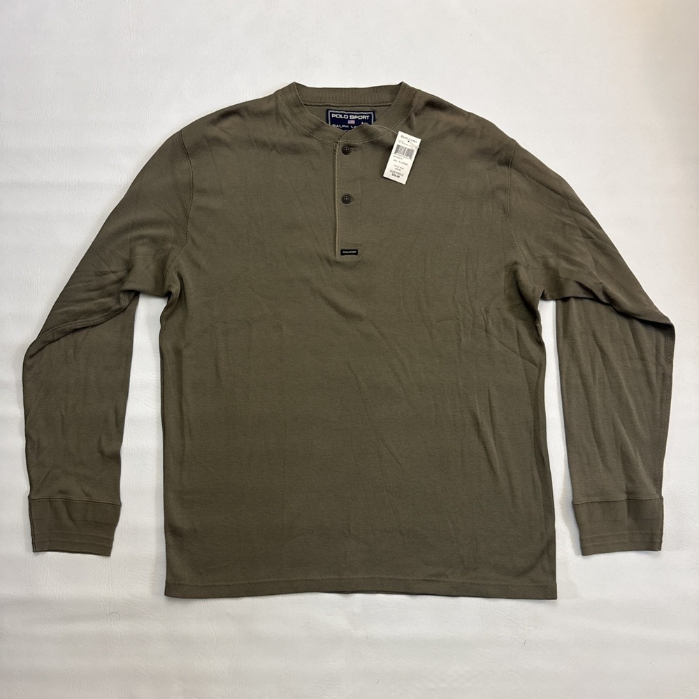 Vintage Polo Sport Ralph Lauren Men's Long Sleeve Shirt Green/Grey XL Soft NWT